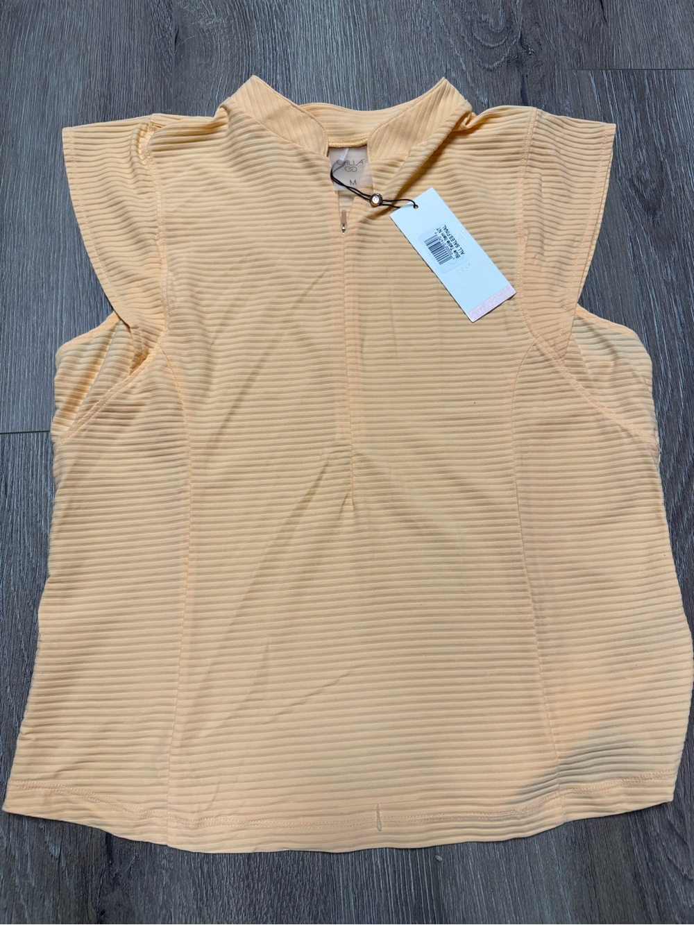 CALIA by Carrie Underwood Peach Ribbed Zip Tank